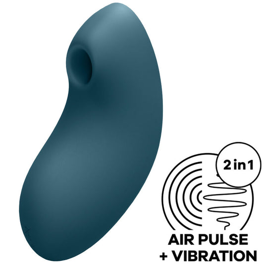 SATISFYER - VULVA LOVER 2 AIR PULSE STIMULATOR & VIBRATOR WHITE - BLUE - 1