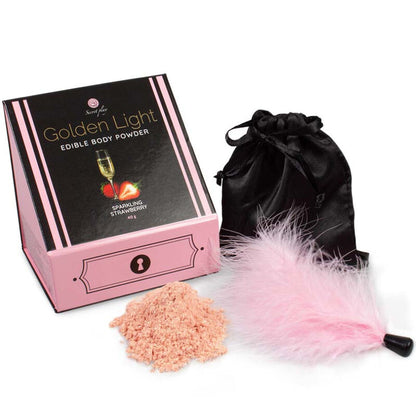 SECRETPLAY - GOLDEN LIGHT KIT SPARKLING STRAWBERRY EDIBLE POWDER & FEATHER - 3