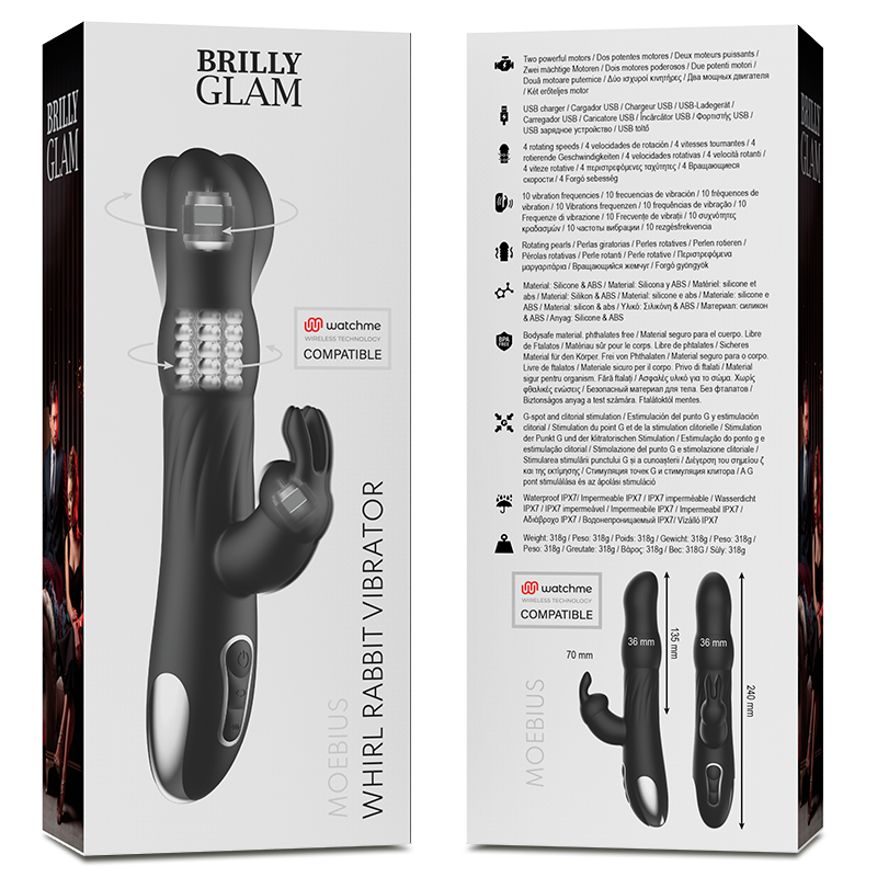 BRILLY GLAM- MOEBIUS RABBIT VIBRATOR & ROTATOR COMPATIBLE WITH WATCHME WIRELESS TECHNOLOGY - 4