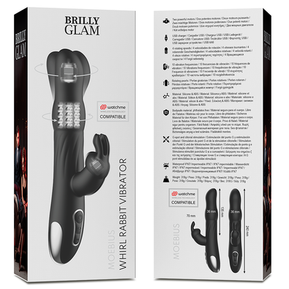 BRILLY GLAM- MOEBIUS RABBIT VIBRATOR & ROTATOR COMPATIBLE WITH WATCHME WIRELESS TECHNOLOGY - 4