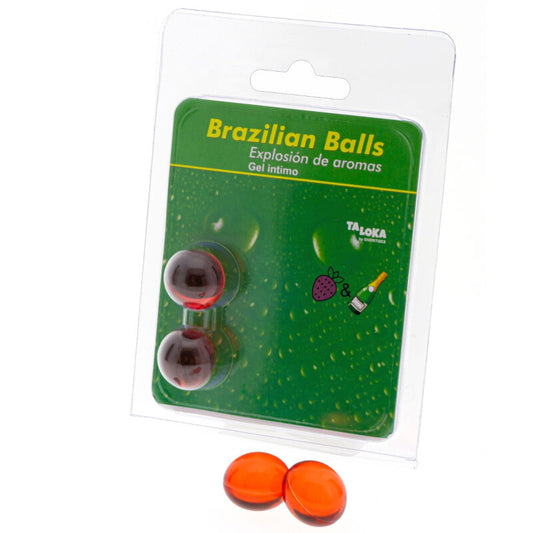 TALOKA - 2 BOULES BRÉSILIENNES FRAISES &amp; CHAMPAGNE GEL INTIME