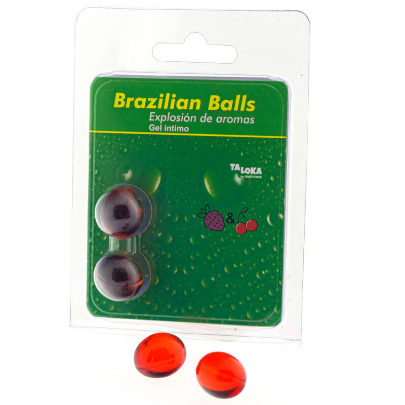 TALOKA - 2 BRAZILIAN BALLS STRAWBERRY & CHERRY INTIMATE GEL - 1