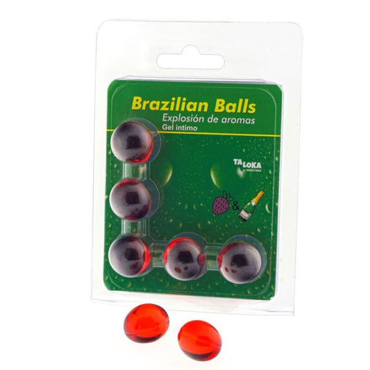 TALOKA - 5 BOULES BRÉSILIENNES FRAISES &amp; CHAMPAGNE GEL INTIME