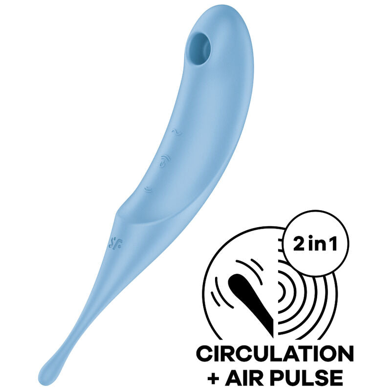 SATISFYER - TWIRLING PRO AIR PULSE STIMULATOR & VIBRATOR BLUE - BLUE - 8