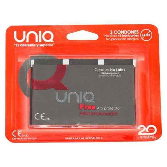 UNIQ - FREE LATEX FREE CONDOMS WITH PROTECTIVE RING 3 UNITS - 1