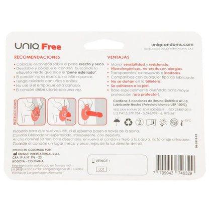 UNIQ - FREE LATEX FREE CONDOMS WITH PROTECTIVE RING 3 UNITS - 2