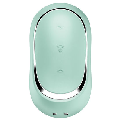 SATISFYER - PRO TO GO 2 DOUBLE AIR PULSE STIMULATOR & VIBRATOR GREEN - BEIGE - 12