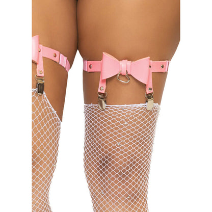 LEG AVENUE - VEGAN LEATHER TIGH HIGH GARTER ONE SIZE - PINK - RED - 4