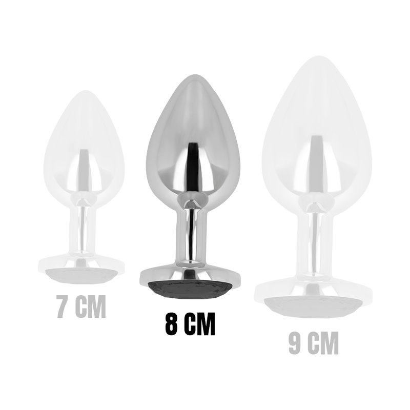 OHMAMA - 8 CM BLACK CRYSTAL BUTT PLUG