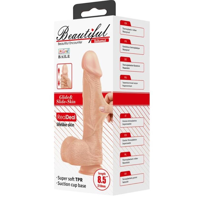 BAILE - BEAUTIFUL ENCOUNTER BAHAMUT FLEXIBLE REALISTIC DILDO 21.8 CM NATURAL - 6