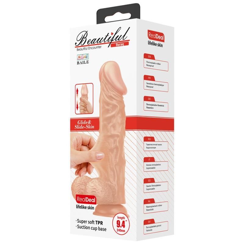 BAILE - BEAUTIFUL ENCOUNTER BURAQ FLEXIBLE REALISTIC DILDO 24 CM NATURAL - 4