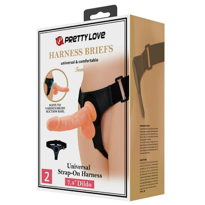 PRETTY LOVE - HARNESS BRIEFS UNIVERSAL HARNESS WITH DILDO TOM 20 CM NATURAL - 5