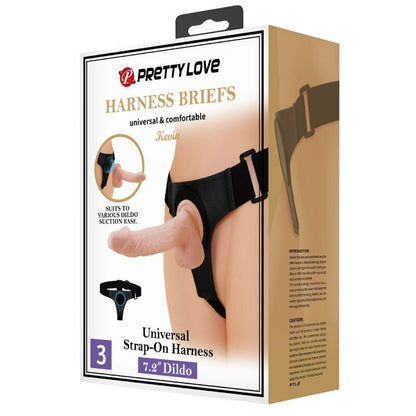 PRETTY LOVE - HARNESS BRIEFS UNIVERSAL HARNESS WITH DILDO KEVIN 19 CM NATURAL - 7
