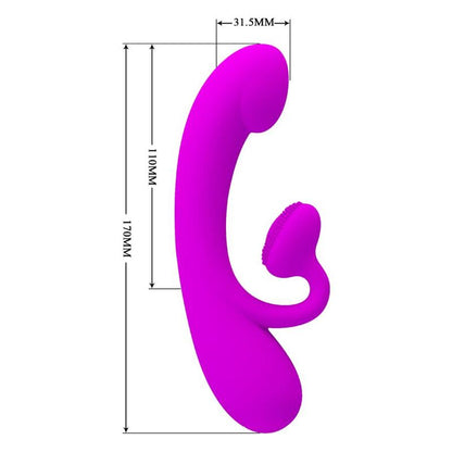 PRETTY LOVE - SINCERE VIBRATOR AND CLITORAL STIMULATING WAVES PURPLE SILICONE - 5