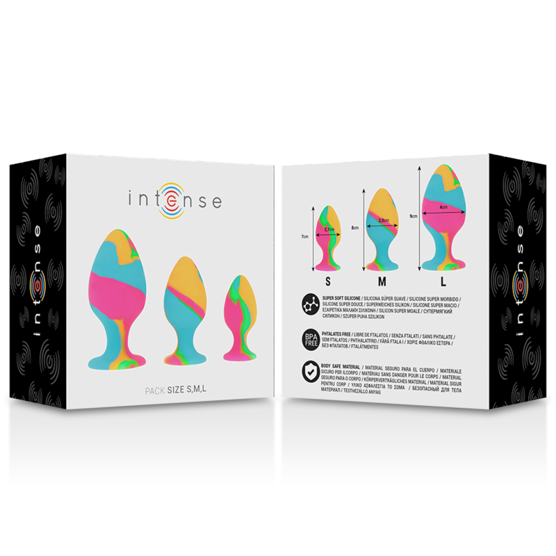 INTENSE - COFFRET DE PLUGS EN SILICONE MULTICOLORE