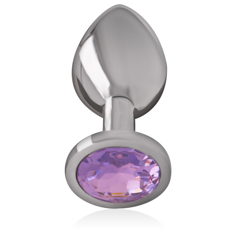INTENSE - METAL ALUMINUM BUTT PLUG WITH PURPLE CRYSTAL SIZE M