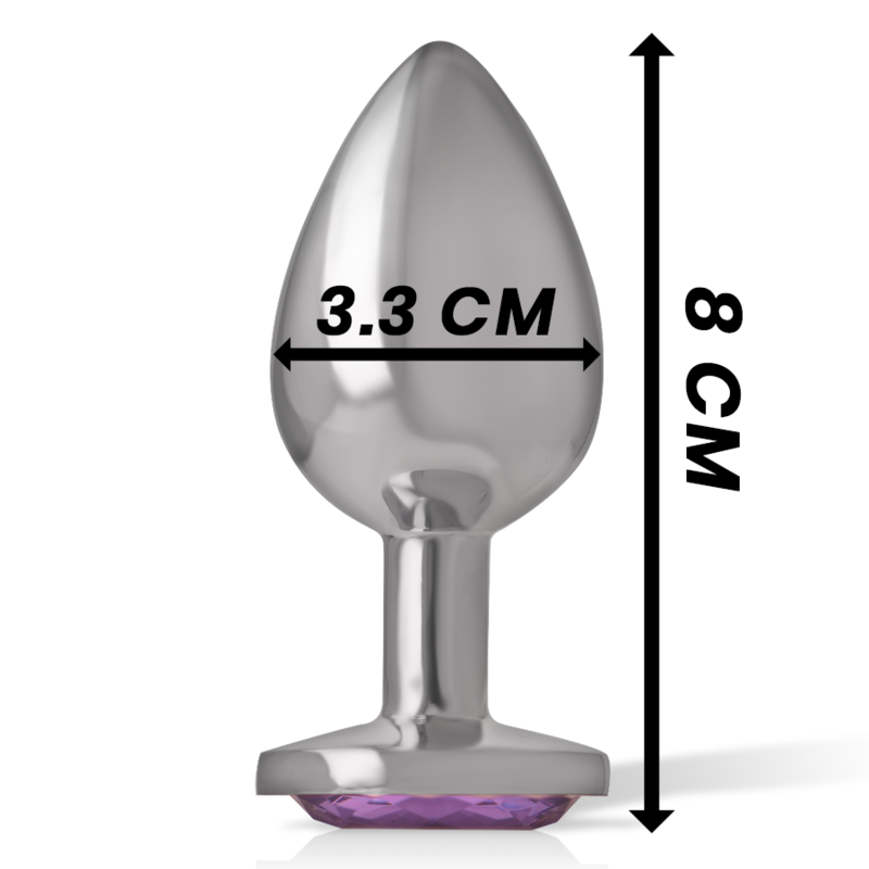 INTENSE - METAL ALUMINUM BUTT PLUG WITH PURPLE CRYSTAL SIZE M