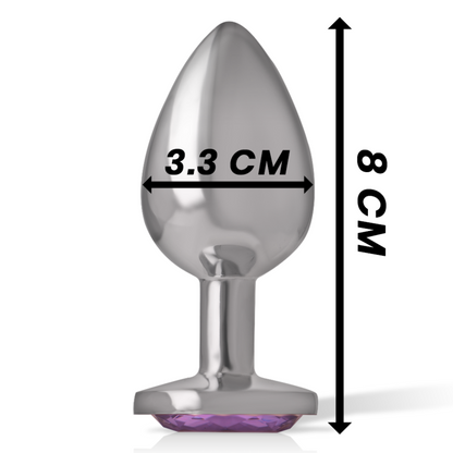 INTENSE - METAL ALUMINUM BUTT PLUG WITH PURPLE CRYSTAL SIZE M
