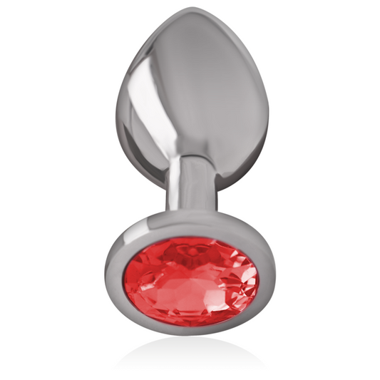INTENSE - ALUMINUM METAL ANAL PLUG WITH RED CRYSTAL SIZE L - 1