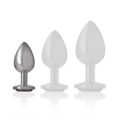 INTENSE - BUTT PLUG IN METAL ALUMINUM WITH BLACK CRYSTAL SIZE S