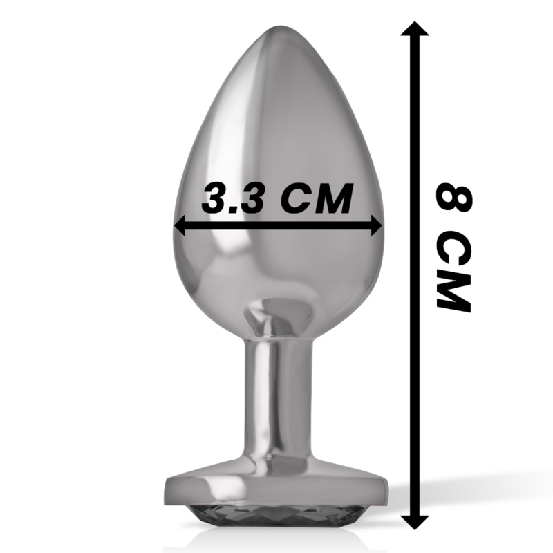 INTENSE - ALUMINUM METAL ANAL PLUG WITH BLACK GLASS SIZE M - 6