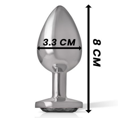 INTENSE - ALUMINUM METAL ANAL PLUG WITH BLACK GLASS SIZE M - 6
