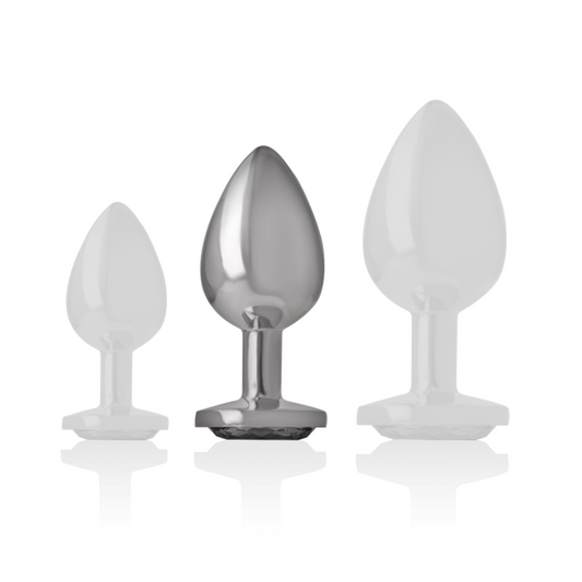 INTENSE - ALUMINUM METAL ANAL PLUG WITH BLACK GLASS SIZE M - 1