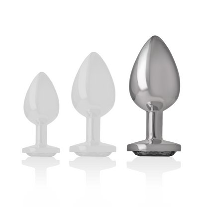 INTENSE - ALUMINUM METAL ANAL PLUG WITH BLACK GLASS SIZE L - 1