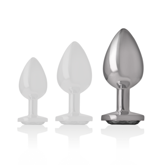 INTENSE - ALUMINUM METAL ANAL PLUG WITH BLACK GLASS SIZE L - 1