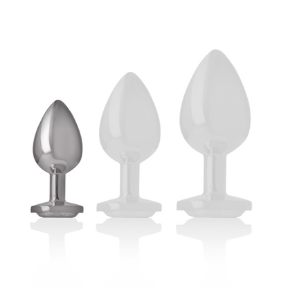 INTENSE - ALUMINUM METAL ANAL PLUG WITH SILVER CRYSTAL SIZE S - 1