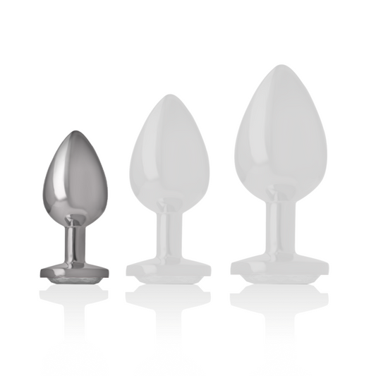 INTENSE - ALUMINUM METAL ANAL PLUG WITH SILVER CRYSTAL SIZE S - 1