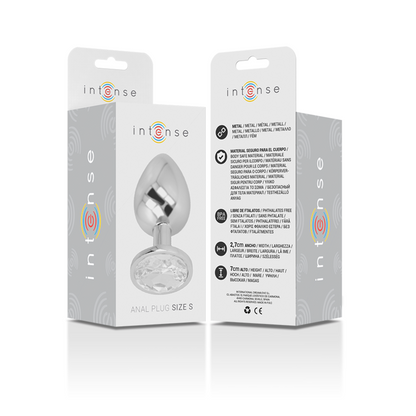 INTENSE - ALUMINUM METAL ANAL PLUG WITH SILVER CRYSTAL SIZE S - 4