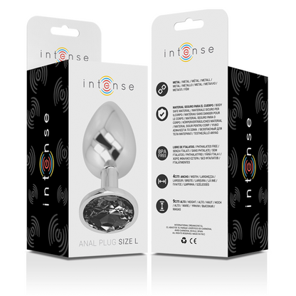 INTENSE - ALUMINUM METAL ANAL PLUG WITH BLACK GLASS SIZE L - 3