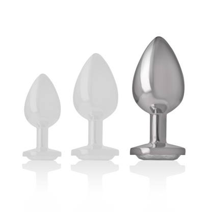 INTENSE - ALUMINUM METAL ANAL PLUG WITH SILVER CRYSTAL SIZE L - 5