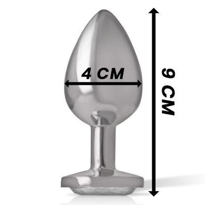 INTENSE - ALUMINUM METAL ANAL PLUG WITH SILVER CRYSTAL SIZE L - 3
