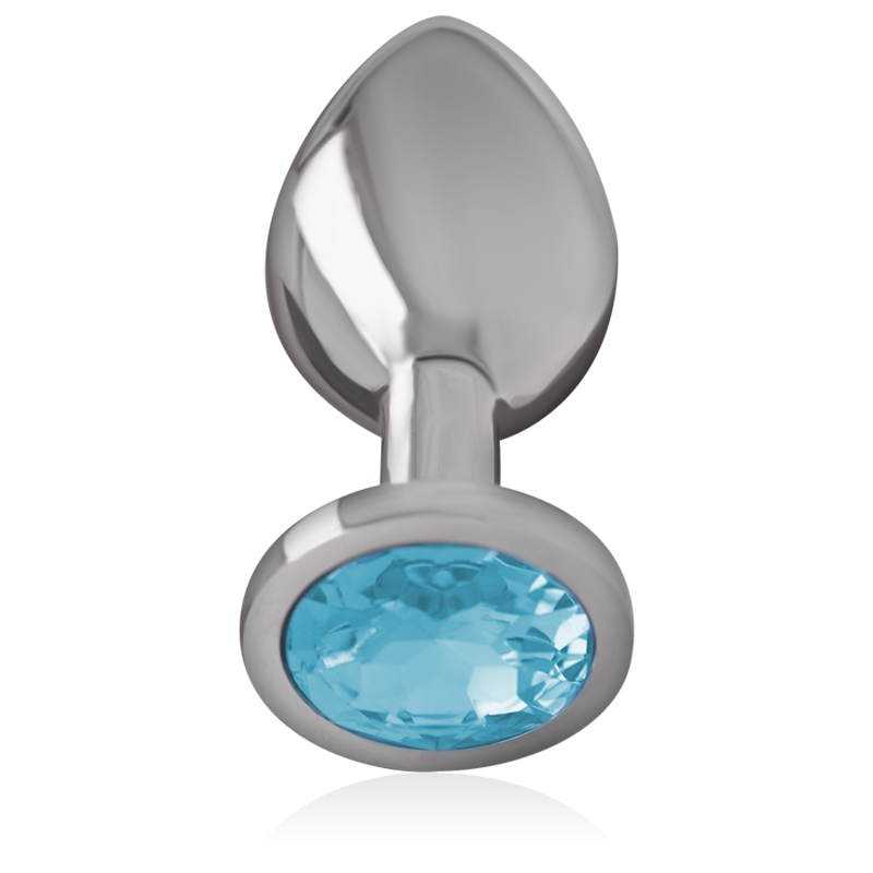 INTENSE - METAL ALUMINUM BUTT PLUG WITH BLUE CRYSTAL SIZE L