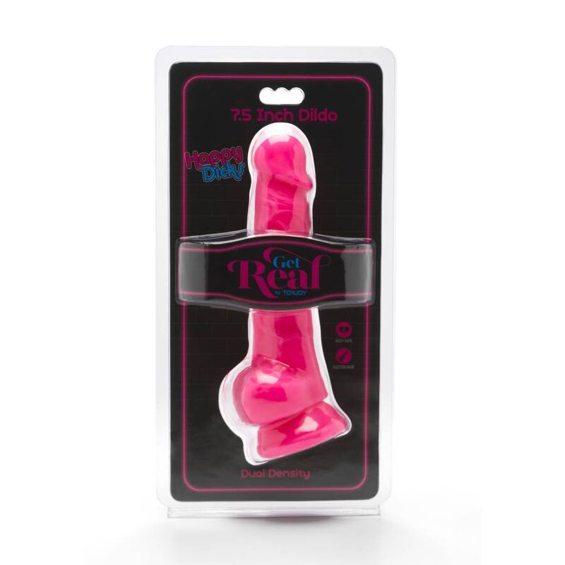 GET REAL - HAPPY DICKS 19 CM WITH BALLS PINK - 2
