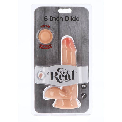 GET REAL - 17CM DOUBLE DENSITY DILDO WITH LEATHER BALLS
