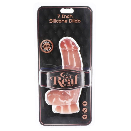 GET REAL - SILICONE DILDO 18 CM W BALLS SKIN - 1