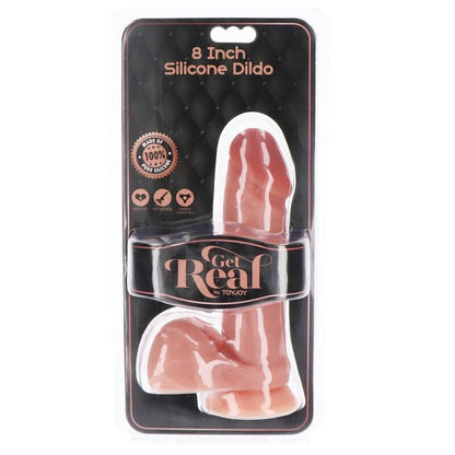 GET REAL - 20.5CM SILICONE DILDO WITH LEATHER BALLS