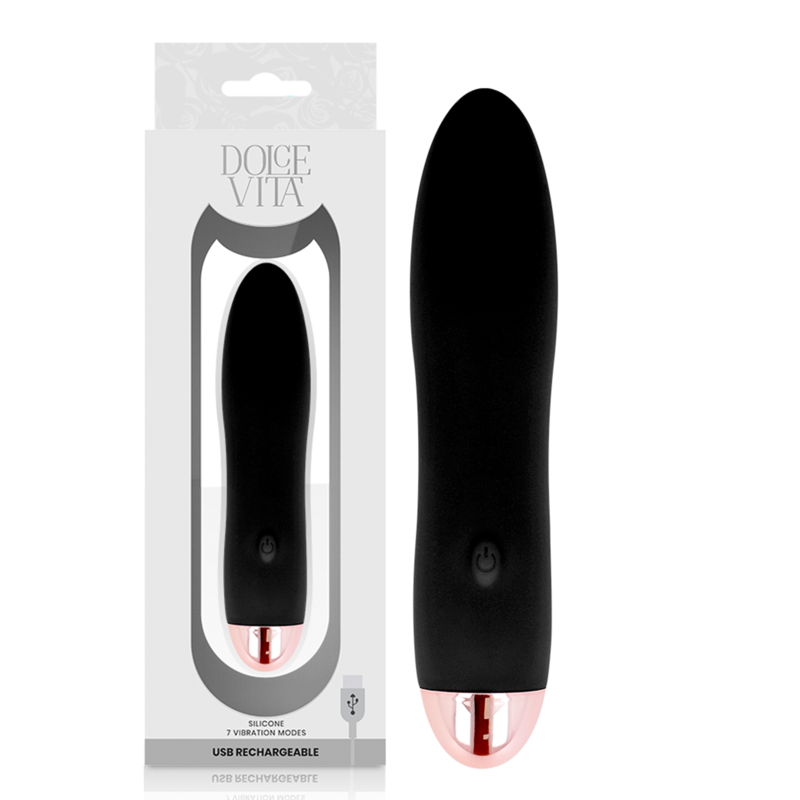 DOLCE VITA - RECHARGEABLE VIBRATOR FOUR BLACK 7 SPEEDS - 3