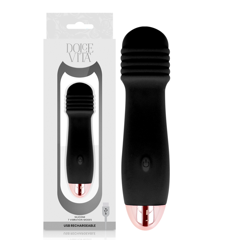 DOLCE VITA - RECHARGEABLE VIBRATOR THREE BLACK 7 SPEED - 3