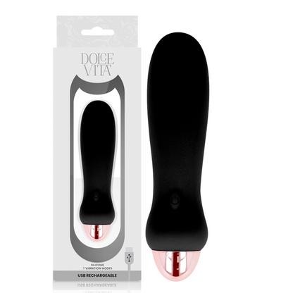 DOLCE VITA - FIVE BLACK 7 SPEED RECHARGEABLE VIBRATOR