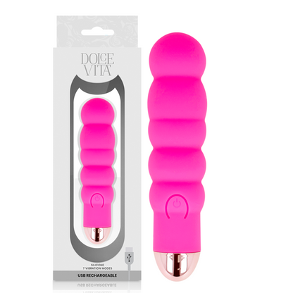 DOLCE VITA - RECHARGEABLE VIBRATOR SIX PINK 7 SPEEDS - 2