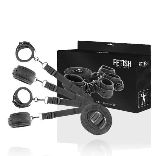 FETISH SUBMISSIVE - SET OF HANDCUFFS AND TIES WITH NOPRENE LINING - 1