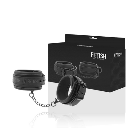 FETISH SUBMISSIVE - VEGAN LEATHER ANKLE CUFFS WITH NOPRENE LINING - 3