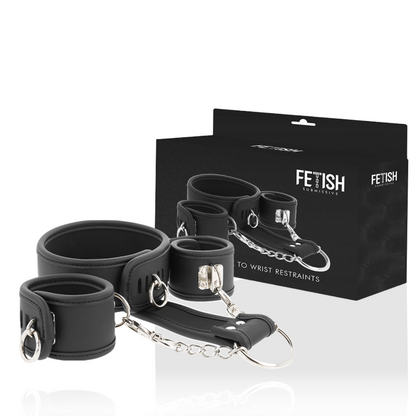 FETISH SUBMISSIVE - VEGAN LEATHER NECKLACE AND HANDCUFFS WITH NOPRENE LINING - 6