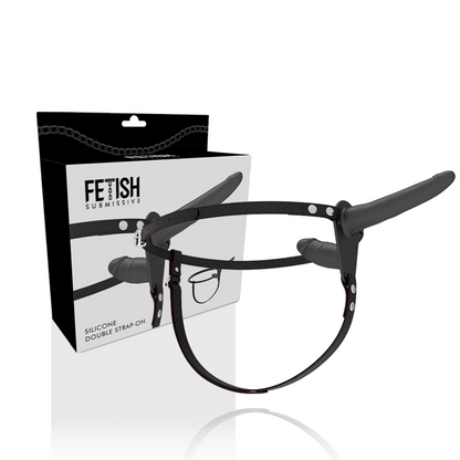 FETISH SUBMISSIVE HARNESS - BLACK DOUBLE PENETRATION - 4