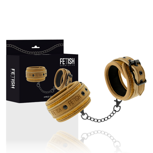 FETISH SUBMISSIVE ORIGEN - VEGAN LEATHER ANKLE CUFFS WITH NEOPRENE LINING - 1