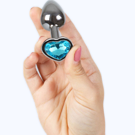 SECRETPLAY - PLUG ANALÉTIQUE EN MÉTAL COEUR BLEU PETIT FORMAT 7 CM